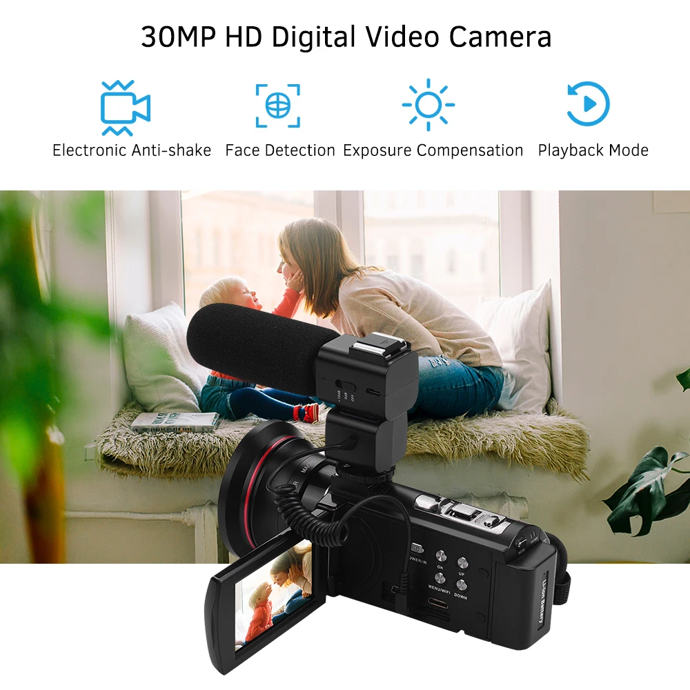 Andoer 4K WiFi цифровая видеокамера DV рекордер 30MP 16X цифровой зум ИК Ночное Видение 3 дюймов ips lcd сенсорный экран