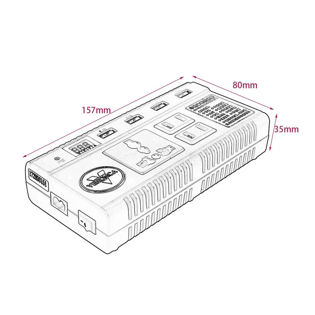 Portable Car Auto Power Inverter Converter 4 Port USB Charger Smart Power Strip Inverter with LED Display