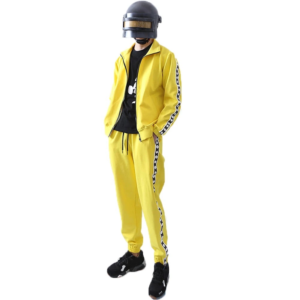  Game Playerunknown Battlegrounds PUBG Cosplay Costume Adult Halloween Carnival Yellow Sport Outfit 