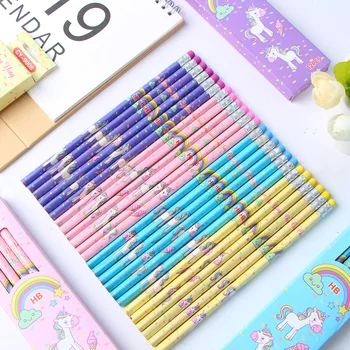

12Pcs/Set Cute Kawaii Cartoon Unicorn Pencil HB Sketch Items Drawing Stationery Student School Office Supplies for Kids Gift