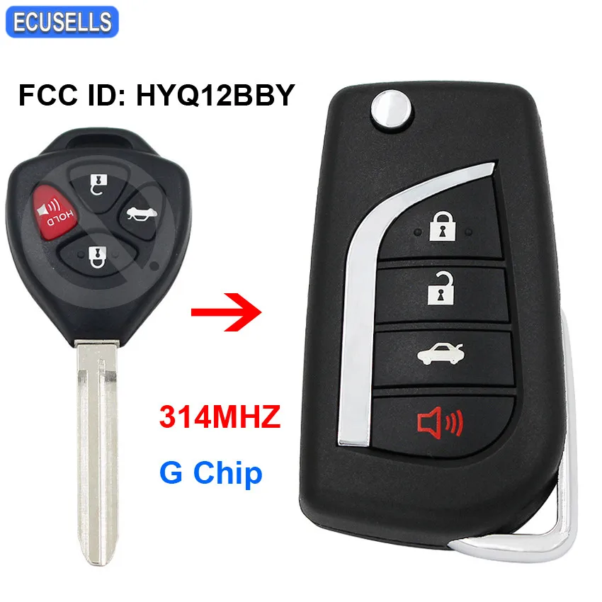 Upgraded 4 Button Folding Flip Remote Car Key 314MHZ with G Chip FCC ID: HYQ12BBY for Toyota Camry 2007 - 2011 RAV4 2010 | Автомобили и