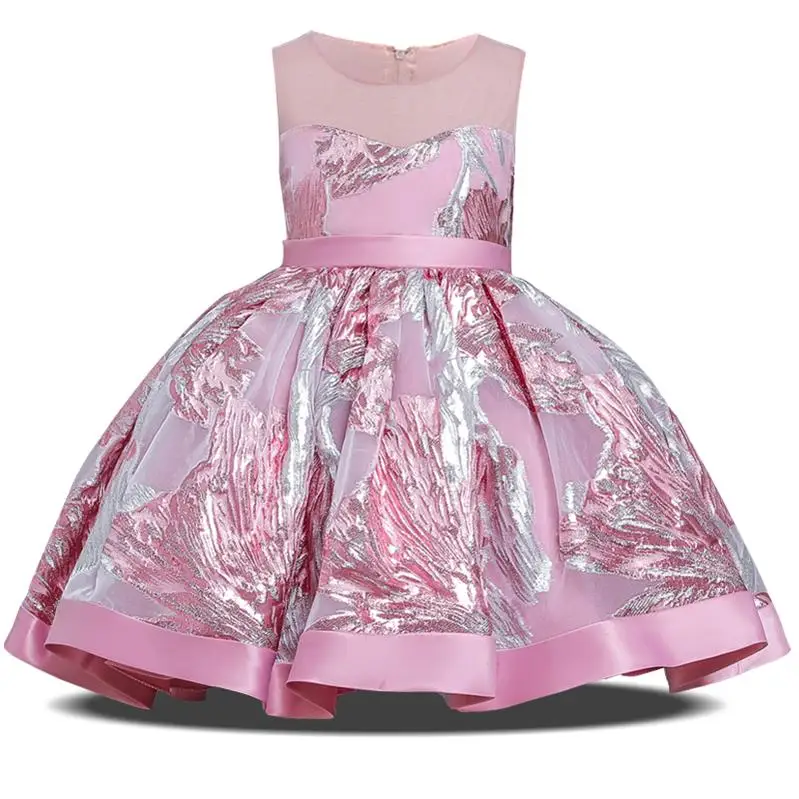 Pink Платье для девочек; элегантное бальное платье; vestido infantil; Детские платья для девочек; вечерние платья-пачки на свадьбу; платье принцессы с принтом - Цвет: Pink