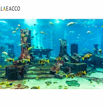 

Laeacco Summer Underwater Ruins Fish Photography Backgrounds Vinyl Scenery Photophone Photographic Backdrops For Photo Studio