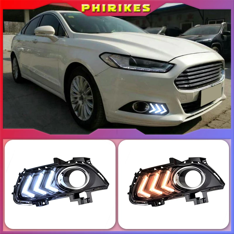 

1set for Ford Mondeo Fusion 2013 2014 2015 2016 LED DRL Daytime Running Light Daylight With Turn Signal Lights