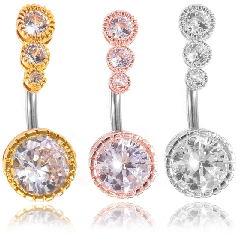 Crystal Navel Ring Bar Barbell Drop Dangle Body Piercing Surgical Nombril Ombligo Belly Button Rings Men Women Jewelry |