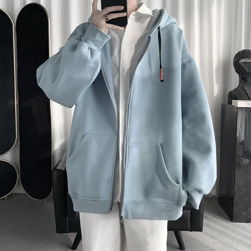 New Overcoat Spring Big Size Sweatshirt Cardigan Top Couples Solid Color College Tidal Current Streetwear The Price Of | Мужская одежда