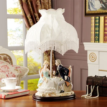 

Home Decor Accessories Ceramic Table Lamp Gentleman Statue Sitting On A Stool Hold Flowers To Lady Lamp For Bedside Living Room