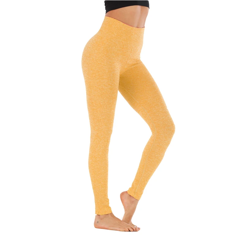 Управление животиком женские лекинсы штаны Высокая талия тренировочные трико активная одежда Женские Штаны Для Йоги пуш-ап бесшовные леггинсы для фитнеса - Цвет: 9134AB Yellow