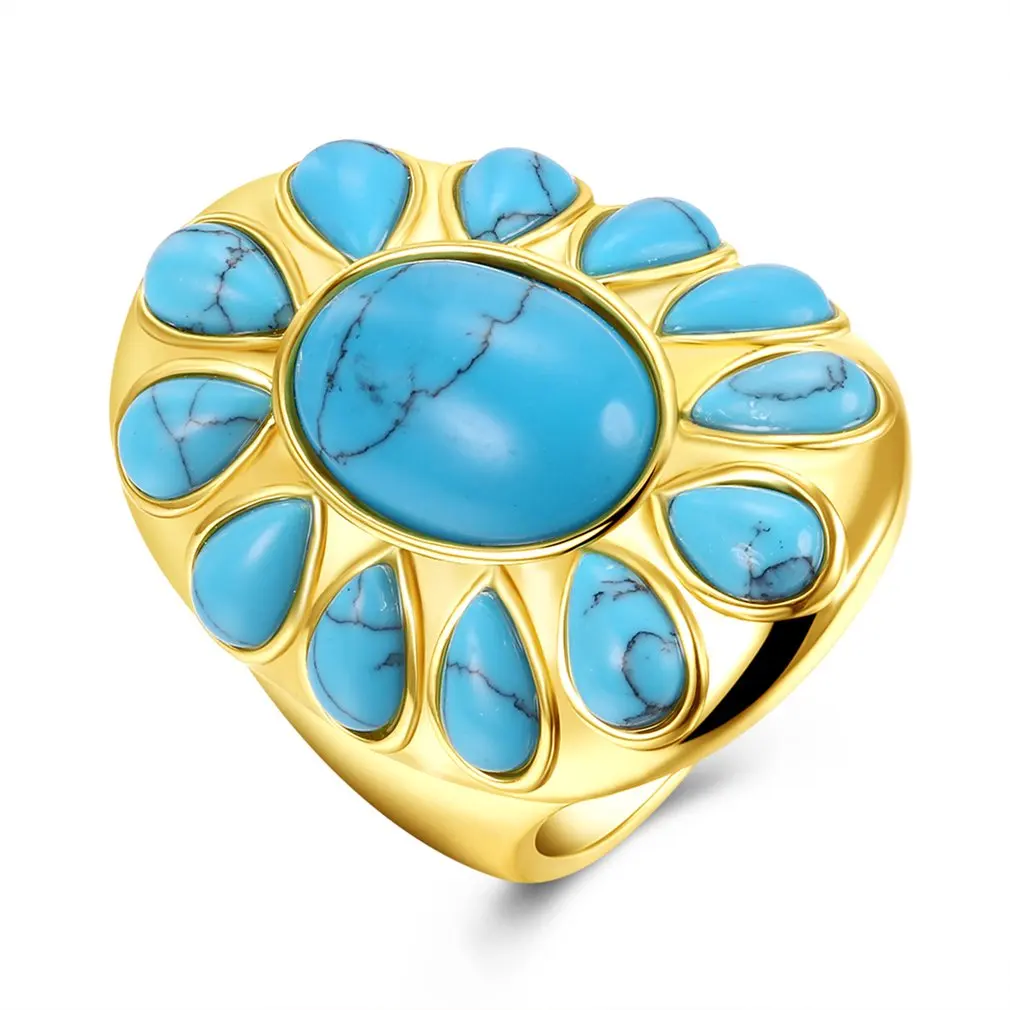 New Turquoises Ring Green Stone High Grade Fashion Trendy Water Drop Finger Women Party Jewelry | Украшения и аксессуары