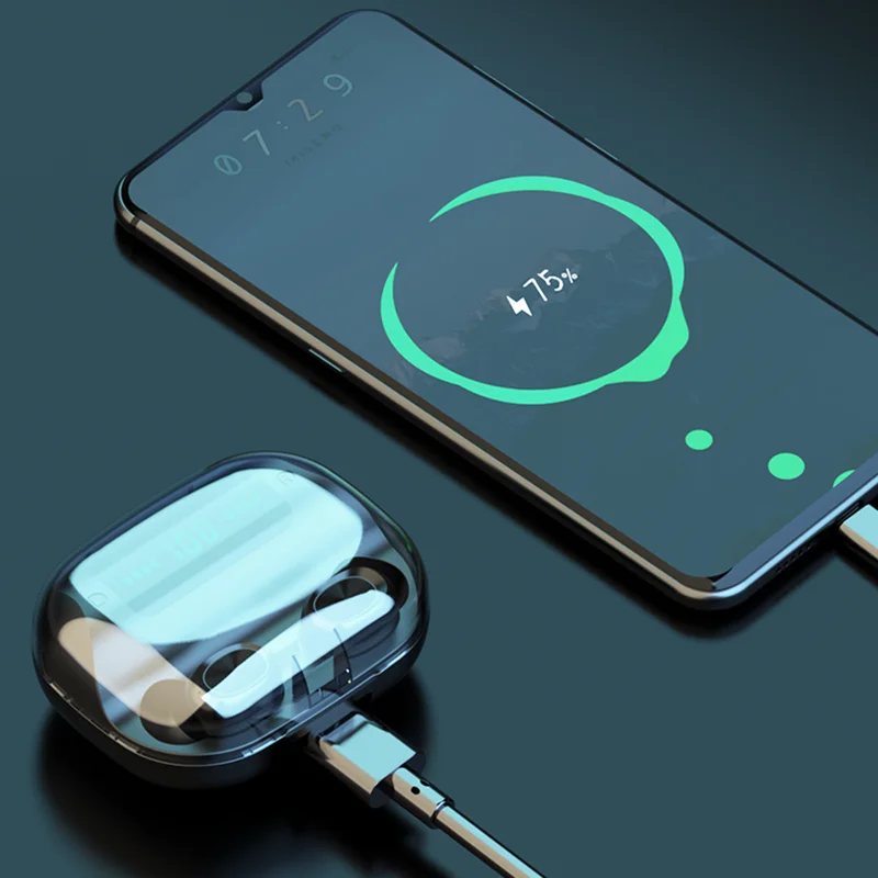 Беспроводные Bluetooth наушники, водонепроницаемые, с шумоподавлением, HD, стерео, вызов, HIFI Звук, наушники, Спортивная гарнитура с микрофоном, зарядный чехол