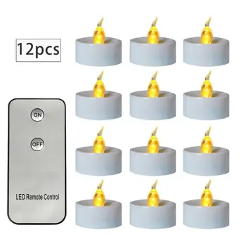 

12pcs Flickering LED Candle Lights With Remote Control Flameless Electric Tealight 28TC