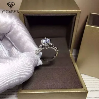 

CC Simple Wedding Rings For Women 925 Silver Cubic Zirconia Engagement Bridal Jewelry Lord Of The Rings Accessories CC582