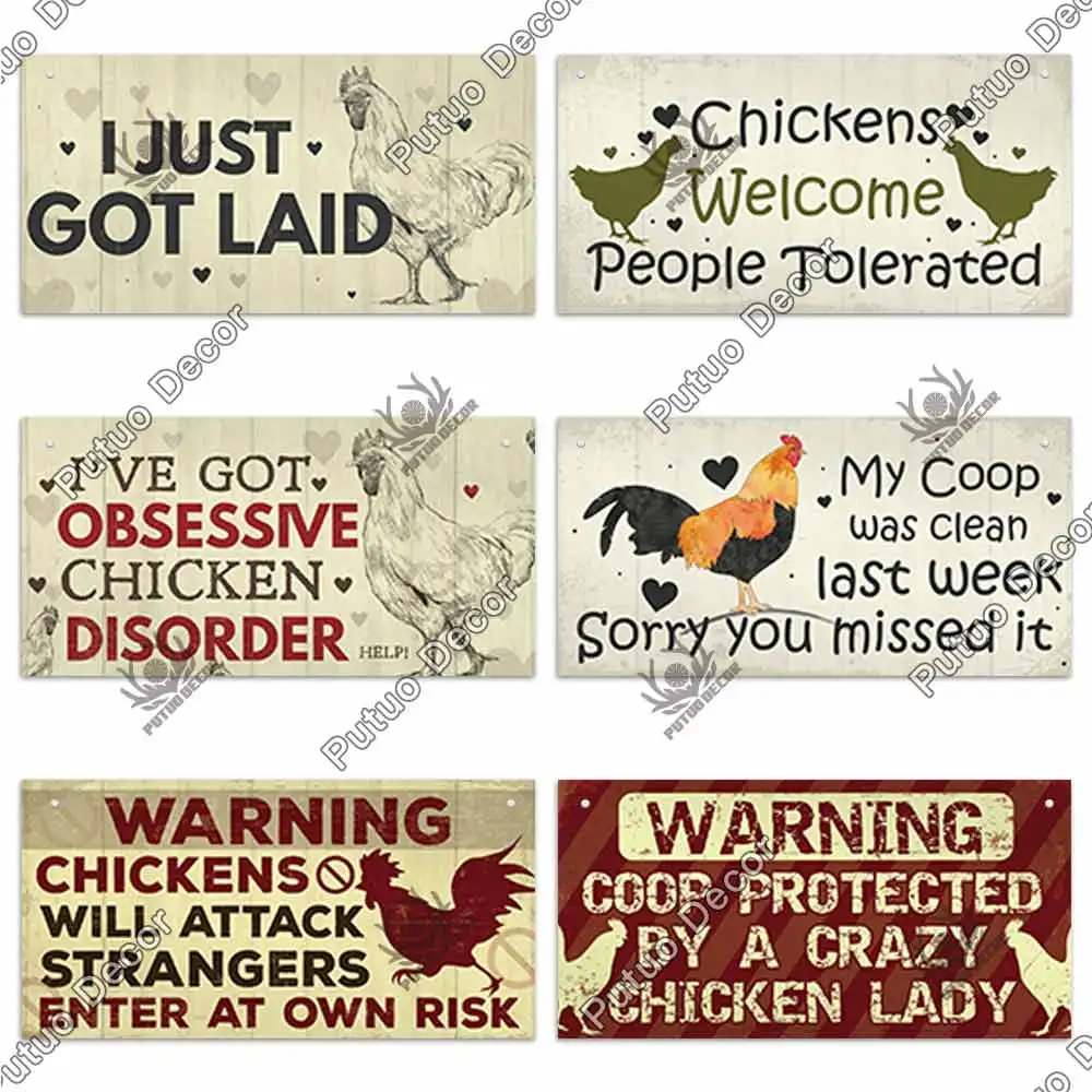 Putuo Decor Chicken Farm Wooden Signs Decorative Plaques for Wooden Plaques for Wall Decor Farm House Chicken Coop Decoration