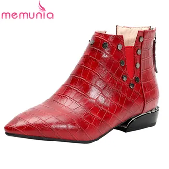 

MEMUNIA 2020 new arrival women ankle boots pointed toe autumn winter short boots rivet fashion simple casual shoes female