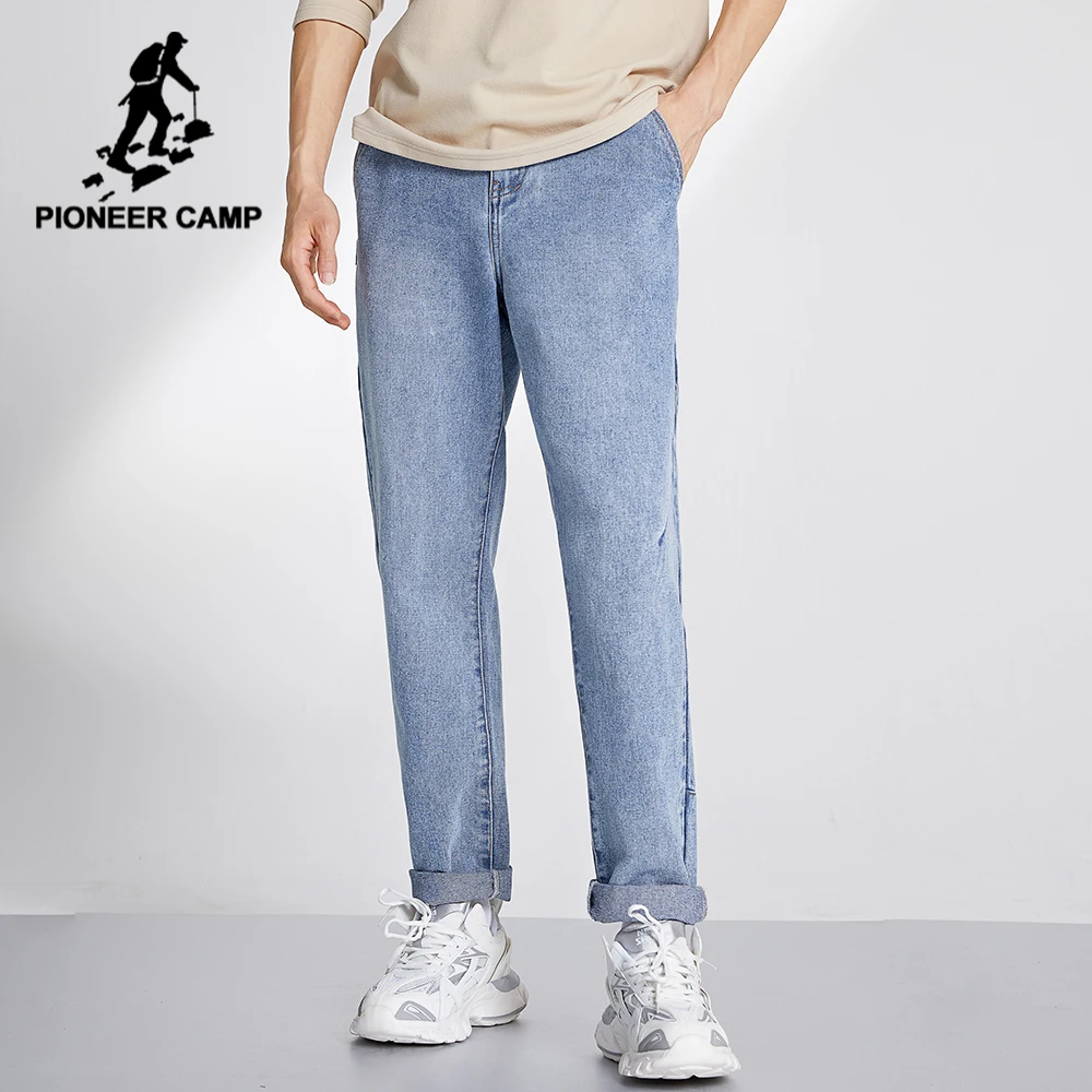 Pioneer Camp 2020 Light Blue Jeans Men Straight Casual Pants Plus Size Cotton Denim Trousers for Male XNZ001017 Pioneer Camp 2020 Light Blue Jeans Men Straight Casual Pants Plus Size Cotton Denim Trousers for Male XNZ001017