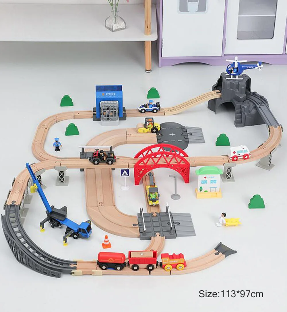 Police Station Wooden Track Set Train 