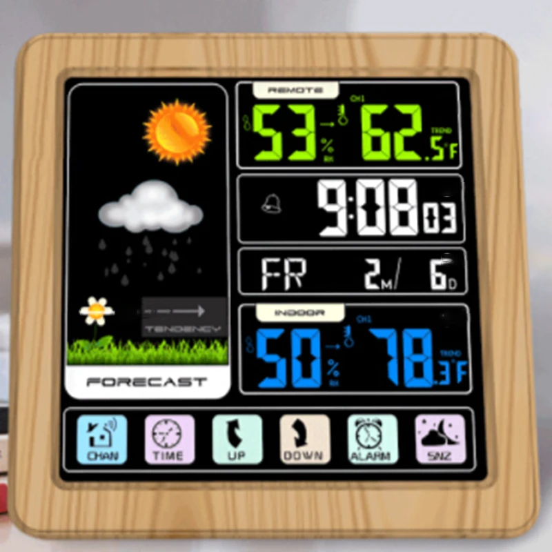 

Temperature Weather Clock Hygrometer Alarm Monitor Wireless Indoor Outdoor