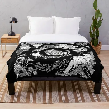 

Spiral Into Horror Uzumaki Throw Blanket Soft Sherpa Blanket Bed Sheet Single Knee Blanket Office Nap Blanket