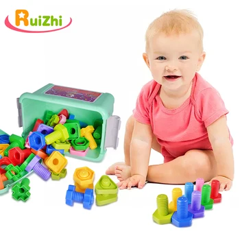 

Ruizhi 48/104pcs DIY Plastic Nut Building Blocks Screw Matching Game Children Early Educational Toys Kids Xmas Gifts RZ1159