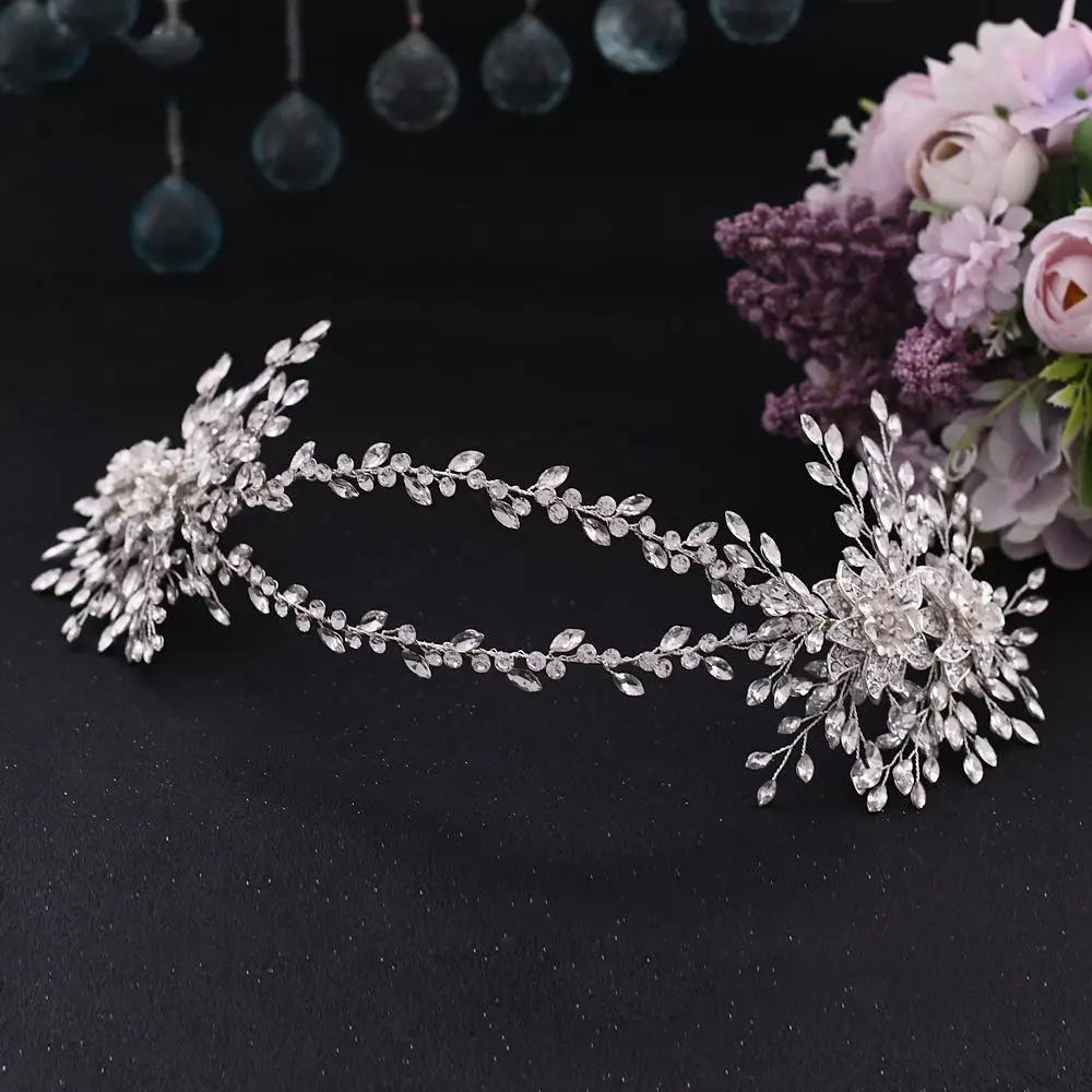 

TRiXY H284 Gorgeous Bridal Headband Jewelry Headpiece Designer Wedding Hair Accessories Princess Crown Silver Flower Headpiece