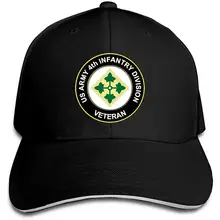США армии 4-й стрелковой дивизии Ветеран Дальнобойщик Шляпа Бейсболка Регулируемая Сэндвич шляпа военная шляпа