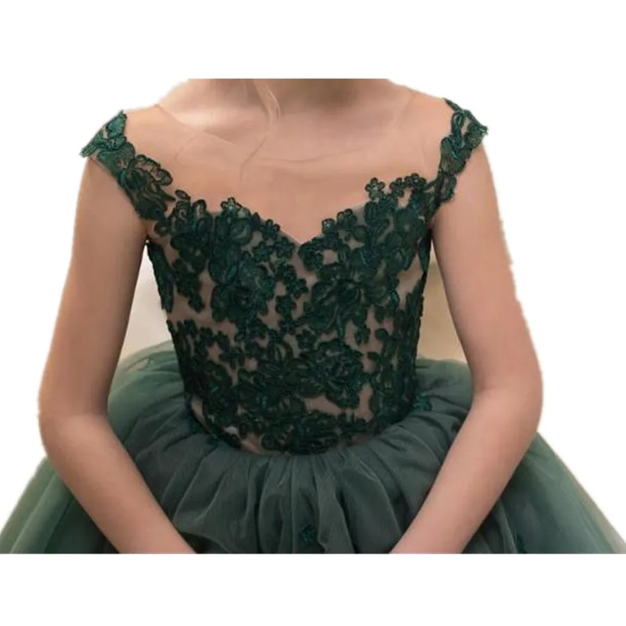 Luxury Green Flower Girls Dresses For Weddings New Girl Princess Pageant Ball Gowns Modis Kids Clothes Dress Vestidos Y1997