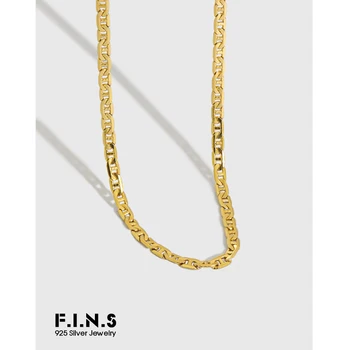 

F.I.N.S Koreas Style S925 Sterling Silver Necklace INS Flat Pig Nose Chain Choker Necklace Stackable Clavicle Chain Fine Jewelry