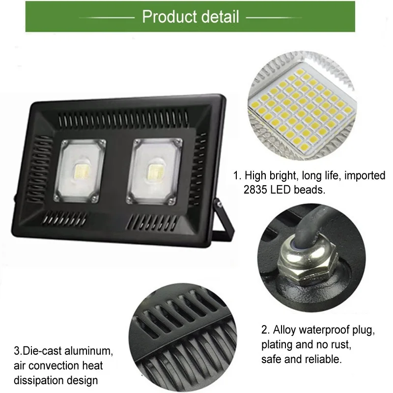 100W LED Flood Light Outdoor 6000K Outside Lights 8000lm Super Bright Security Lights IP66 Waterproof Floodlights Security Light