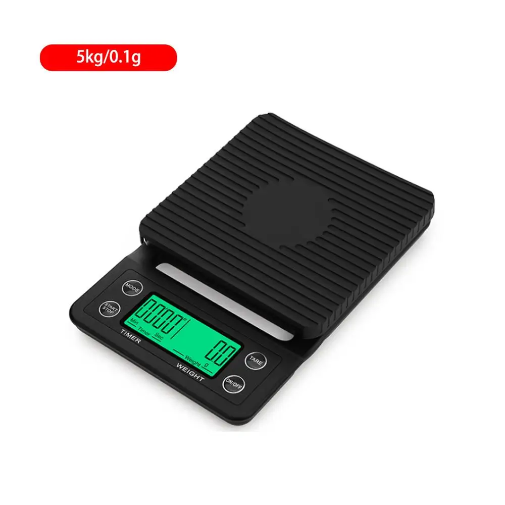 Кг/3 кг/0,1 г принимает массу весом до 5 кг/0,1 г капельного Кофе весы высокой точности ЖК-дисплей электронные весы с таймером Портативный электронные цифровые Кухня весы - Цвет: Black 5kg 0.1g