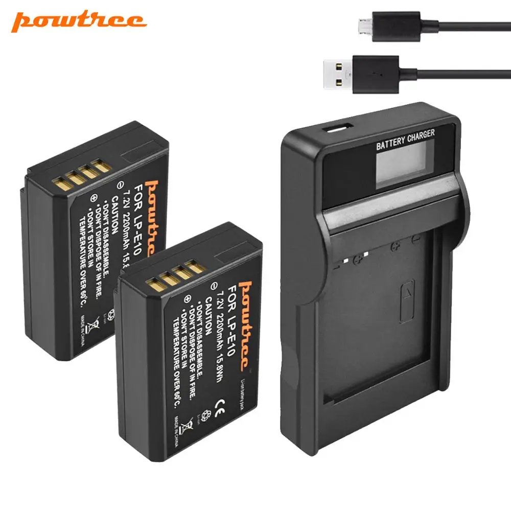 Powtree LP-E10 LPE10 LP E10 батарея для камеры+ USB ЖК-зарядное устройство для Canon EOS 1100D 1200D 1300D Rebel T3 T5 T6 KISS X50 X70 батарея