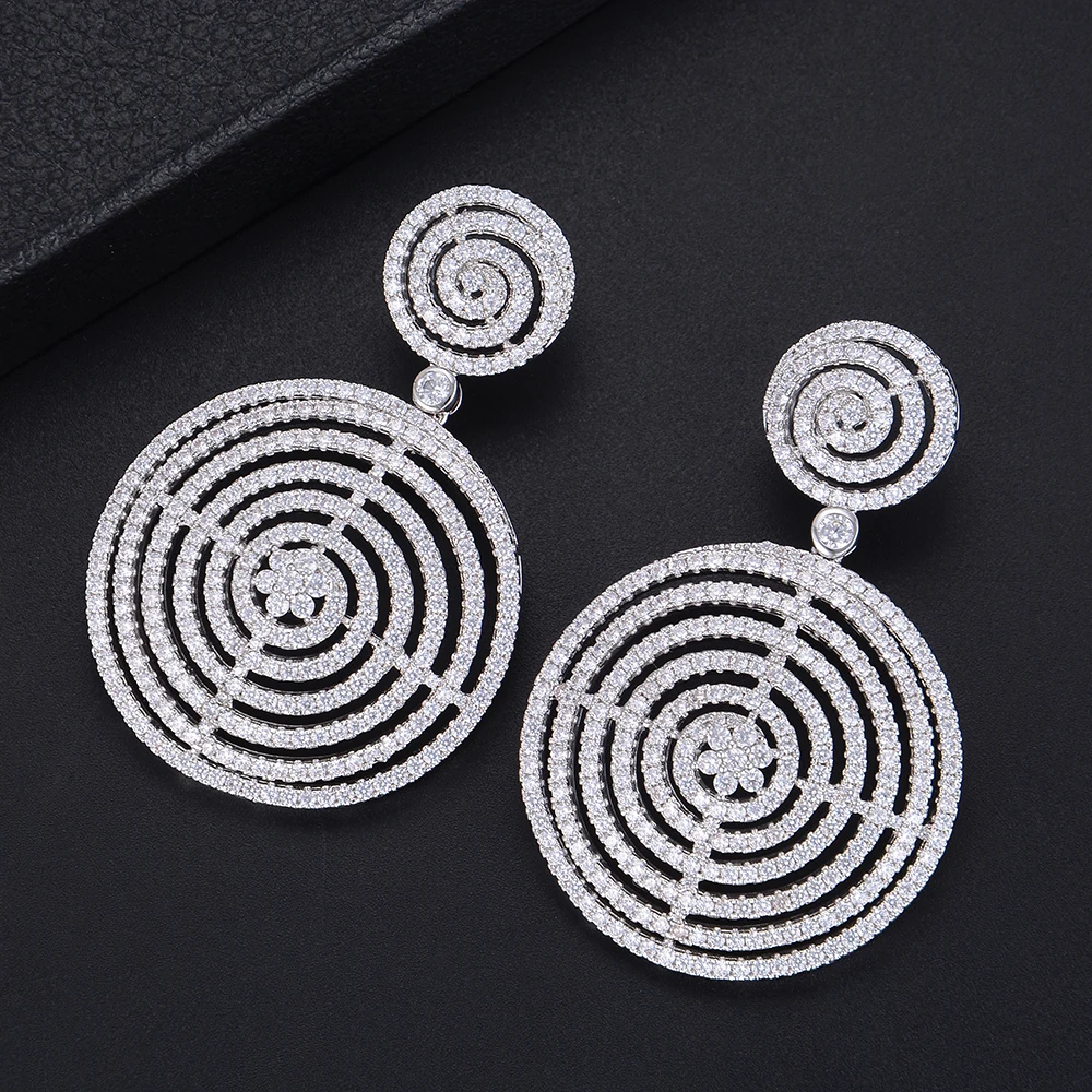 LARRAURI Роскошные трендовые 2 тона смешанный кубический цирконий серьги Африка Дубай Naija свадебные серьги-кольца, модные ювелирные украшения для женщин