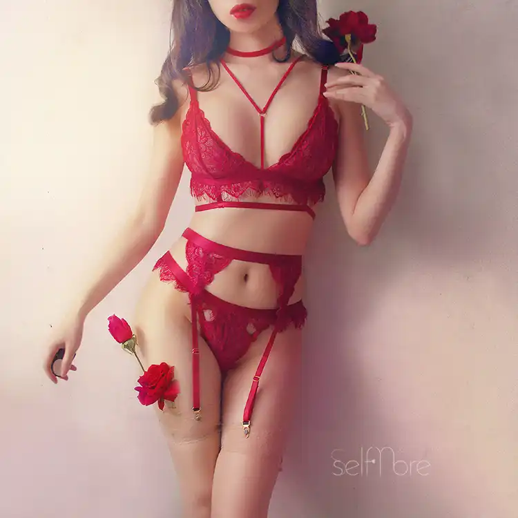red bra and pant set