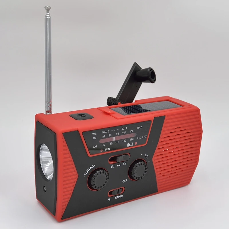 ABHU-5 в 1 открытый портативный Солнечный Crank AM FM радио для аварийного радио SOS сигнализации фонарик 2000 мАч банк питания и чтения
