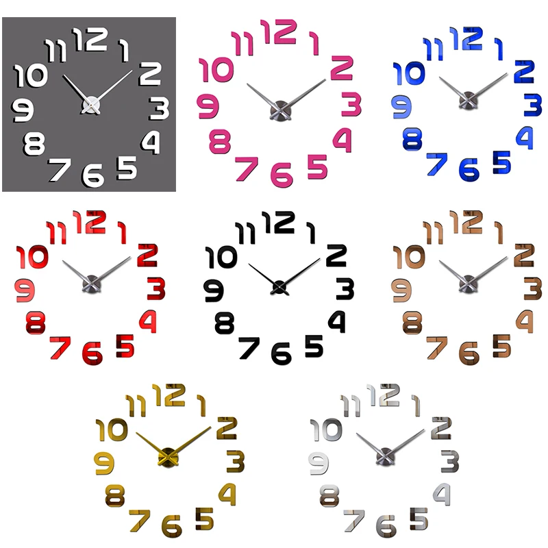 Современный дизайн акриловые 3D Безрамные настенные часы Horloge бесшумные наклейки