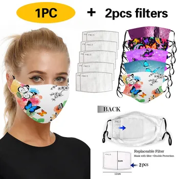 

Adult Washable Reusable Dusyproof Anty-spitting Face Ma$k Good Quality Facemasque Print Cotton Caps For Face Headband Bibs
