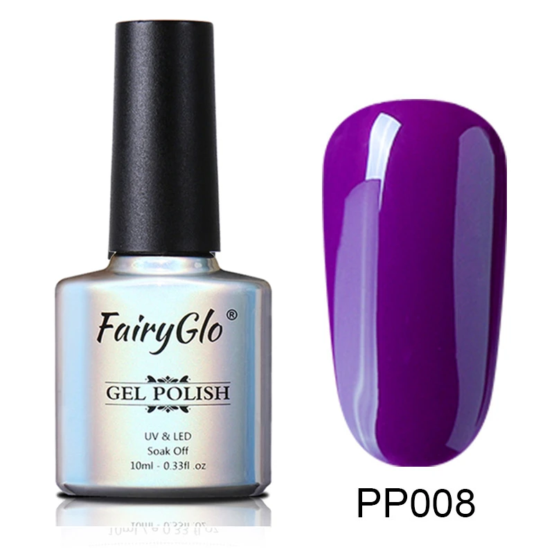 FairyGlo 10 мл фиолетовый серии УФ-лак для ногтей Vernis полу Перманентный лак для ногтей УФ Гель-лак для ногтей Цвет Гель-лак для маникюра - Цвет: PP008