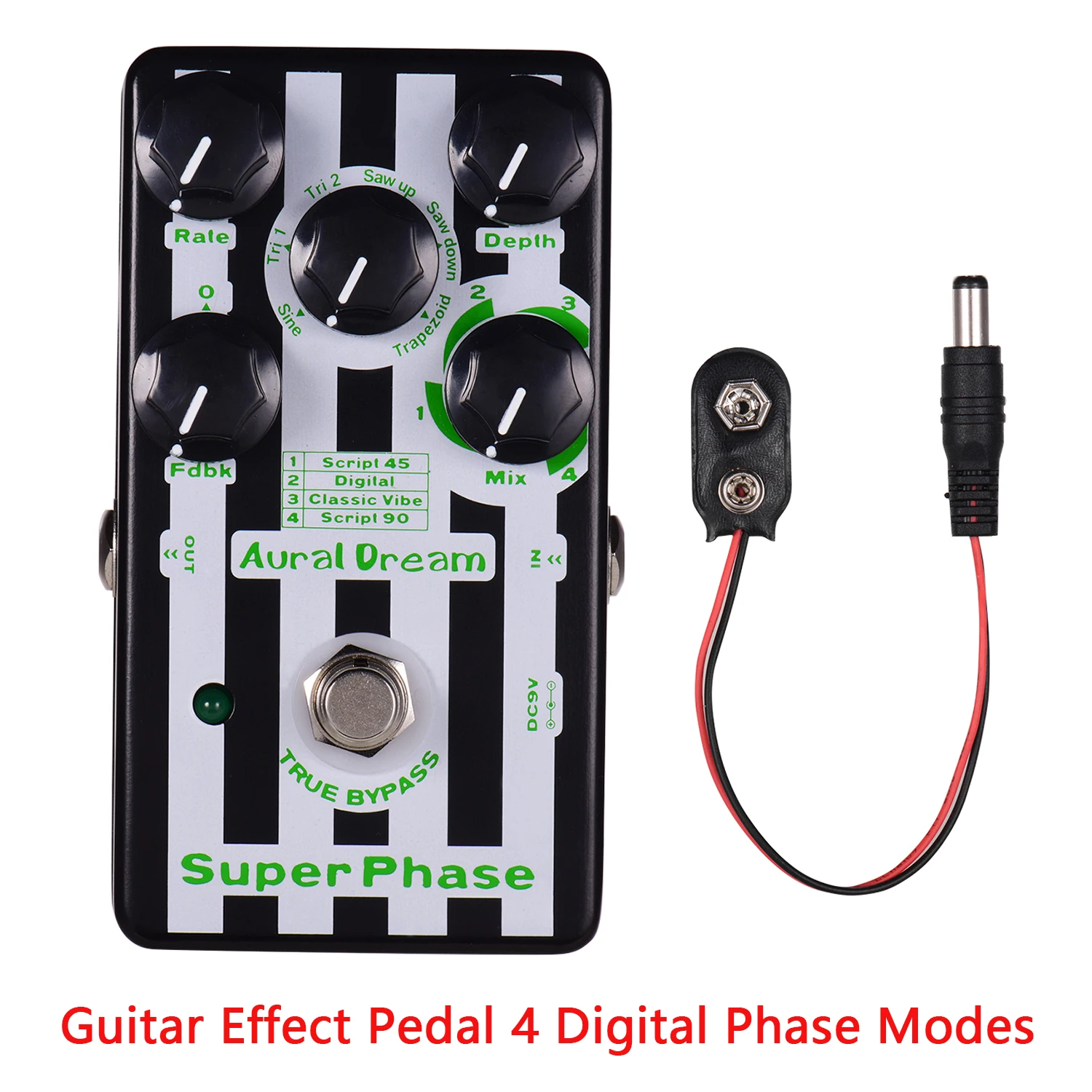 Aural Dream Super Phase Phaser Guitar Effect Pedal 4 Digital Modes 6 Waves Solid Aluminum Alloy Shell with True Bypass |