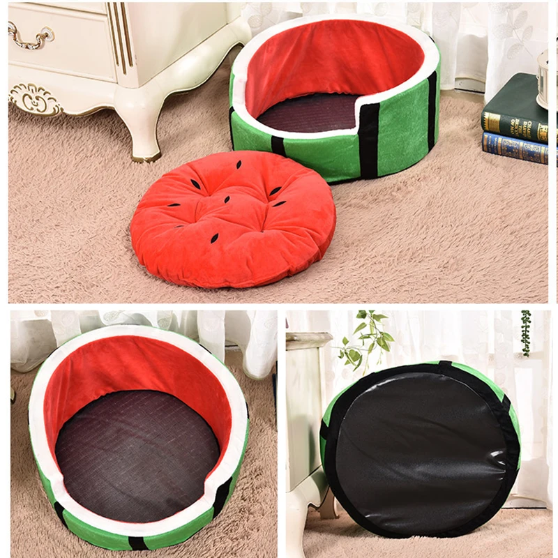 Detachable Pet Cat Watermelon-shaped Cat Bed Winter Pet House for Small Cats Durable Lazy Mat Dog Cushion Lounger Pets Supplies