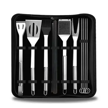 

2020 New 10 Pcs BBQ Grill Utensil Tools Set Reinforced Tongs Stainless Steel Barbecue