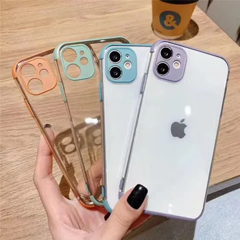 

100pcs Shockproof Phone Case For iPhone 11 Pro Max XR XS Max 7 8 Plus X Soft TPU Solid Color Clear Phone Back Cover Coque Case