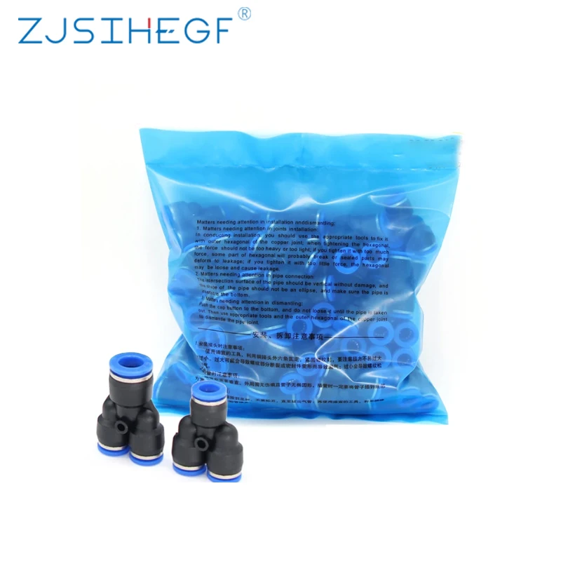 

100/50PCS Lots PY Pneumatic Connector Fitting Quick Push For Air Water Connecting OD4/6/8/10/12mm Y Shape Plastic
