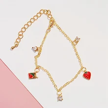 Горячая мода ювелирные изделия Простой Изящный браслет Шарм браслет с изображением клубники браслет милый цвет сердце жемчуг браслет Девушки Подарки для детей