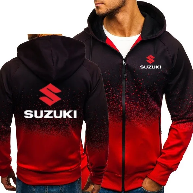 Greatest  Men 3D Gradient Motorcycle Sweatshirts for Suzuki Hoodies Zipper Pullover Cotton Jackets Coat size 