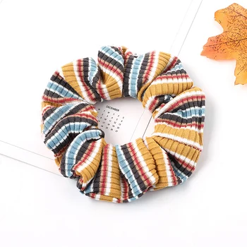 

1Pcs Multicolor Striped Knitting Hair Rope Soft Elastic Hair Bands Women Girls Fashion Hair Accessories Rainbow Color Scrunchies