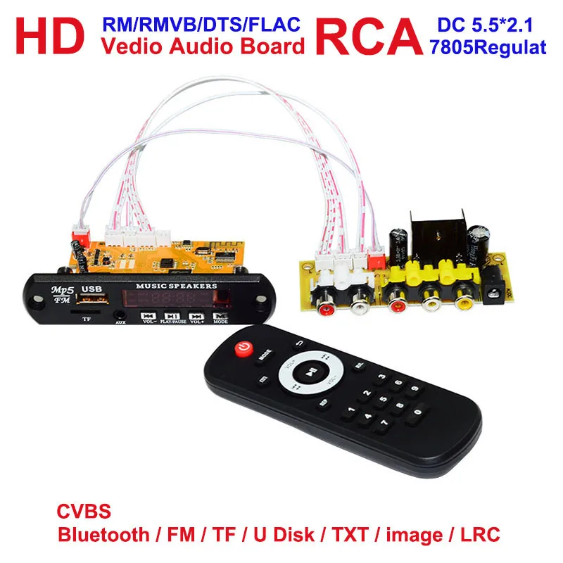  HD DTS CVBS USB RCA Audio Video Modulo per il FAI DA TE TV BOX EBook MTV Scheda del Controller Blue