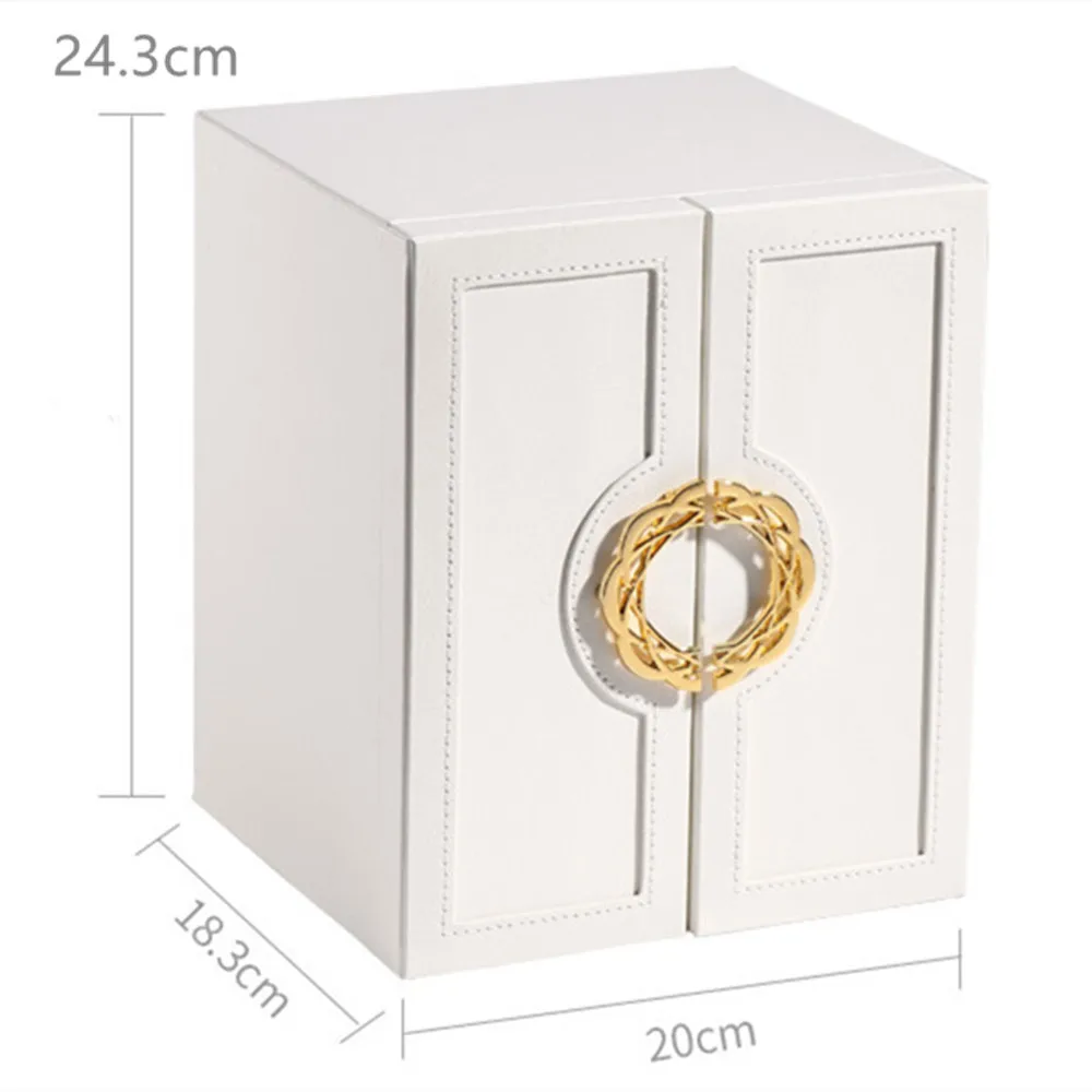 Multi layer large capacity make up jewelry box double door leather ABS case watch cosmetic storage bag safety toolbox women home