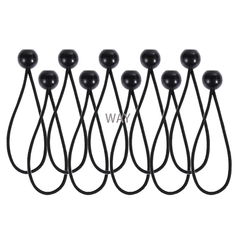 10PCS Black Ball Bungee Pack Shock Elastic Tie Loop Cord Fixing Securing Trailer Ropes Buckle Backpack Accessories Outdoors Tool