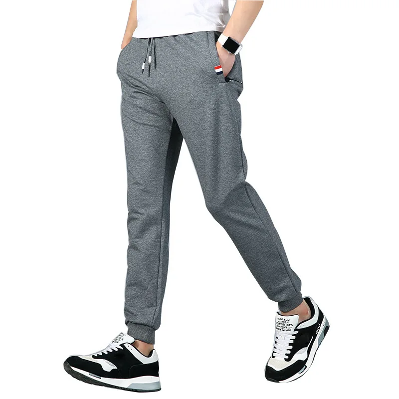 

Spring And Autumn Thin Men Medium Waist with Drawstring Stripes Skinny 9 Pants Large Size Casual Versatile Trousers