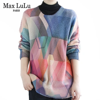 

Max LuLu 2019 Fashion Korean Ladies Punk Clothes Womens Winter Printed Sweaters Casual Thicken Pullovers Female Knitted Jumpers