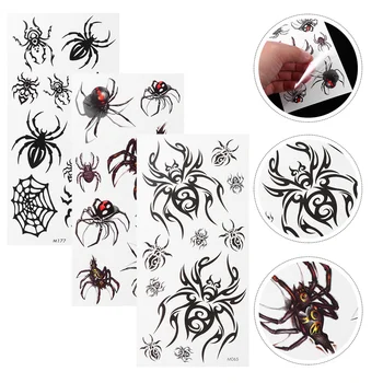 

8 Sheets Temporary Halloween Theme Spider Stickers Fake Horror Shoulder Artificial Sticker Tattoos Stickers